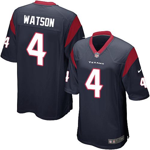 Nike Texans #4 Deshaun Watson Navy Blue Team Color Youth Stitched NFL Elite Jersey